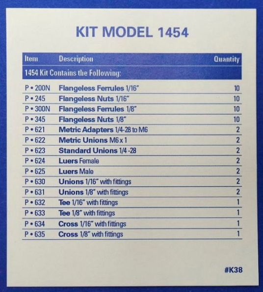 Tefzel Fittings Kit IDEX HS 1454