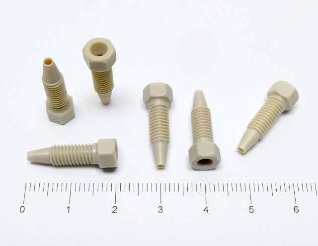 Fitting PEEK one-piece hex-head short 10-32 VICI JR-55100